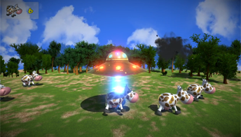 Спаси корову от инопланетян - интерактивный пол