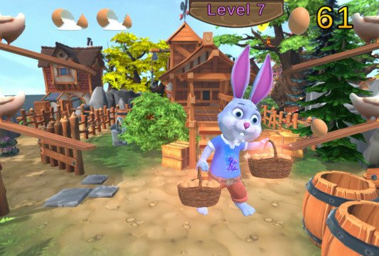 Помоги зайцу поймать все яйца